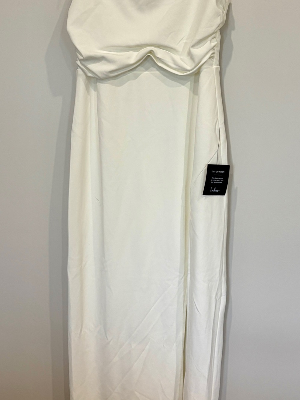 Lulu's White Feather-Trim Slip Gown
